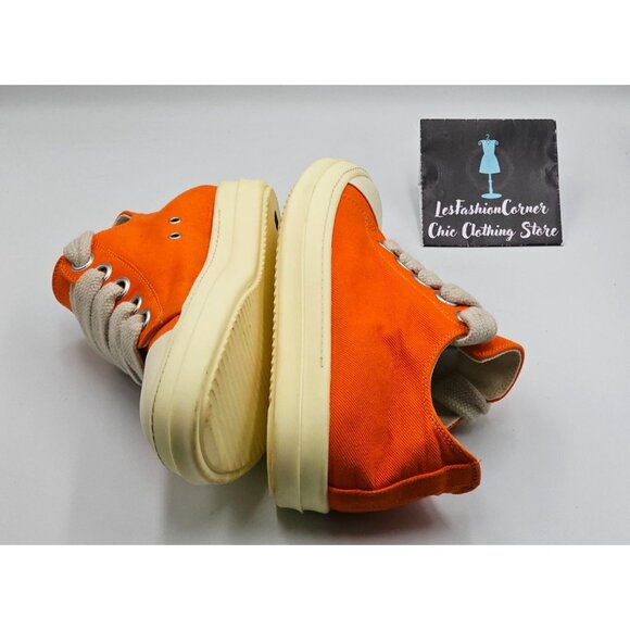 Rick Owens DRKSHDW Men's Orange Jumbo Lace Low Top Sneakers Sz 12 (45) 2817 - Picture 14 of 16